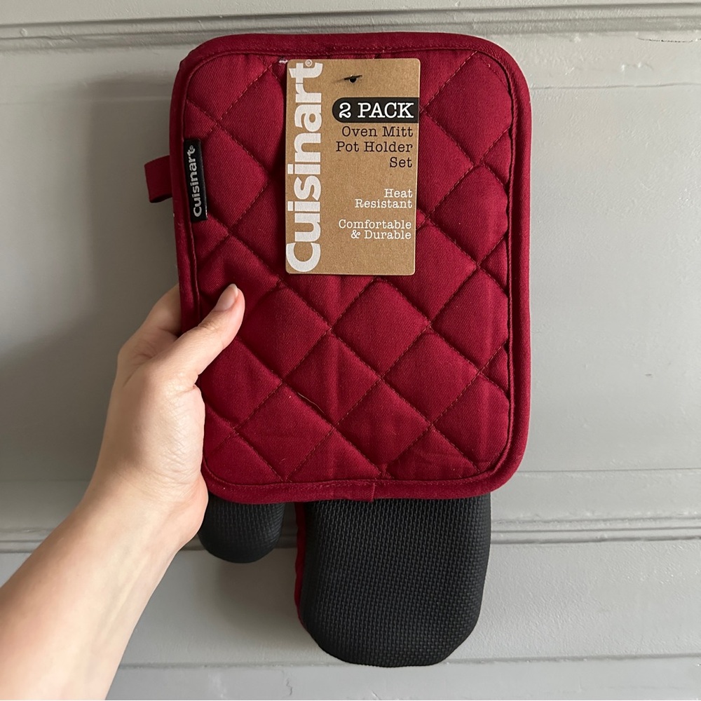 Cuisinart Oven Mitt & Pot Holder Set | NWT | Dark Red Burgundy